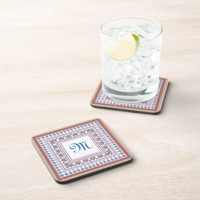 Folk Art Style Border Set of Coasters (Right Side)