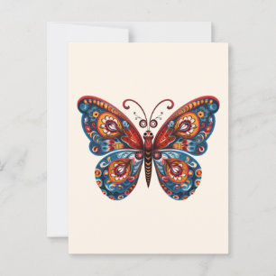 Folk Art Style Butterfly Postcard