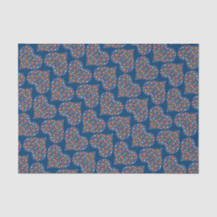 Folk Art Style Floral Hearts Tissue Paper