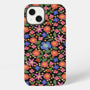Folk Art Style Floral on Black iPad Mini Case