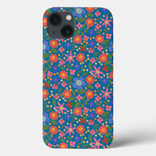 Folk Art Style Floral on blue iPad Mini Case