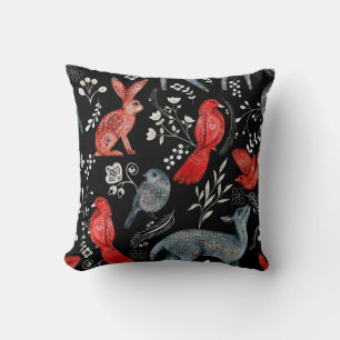 Folk-art style floral  pattern designs cushion