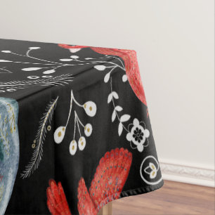 Folk-art style floral  pattern designs tablecloth