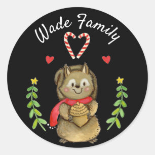 Folk Art Style Holiday Squirrel Envelope Seals