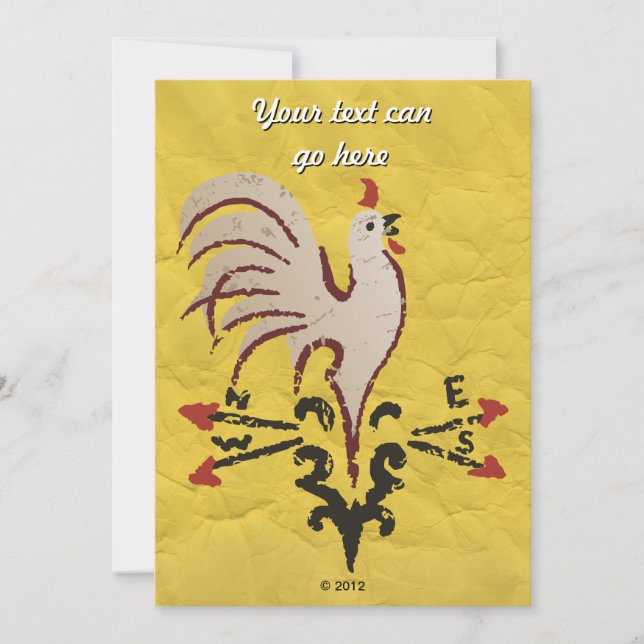 Folk Art Style Rooster Invitation (Front)