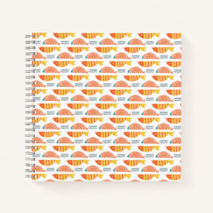 Folk Art Swimming Fish Pattern Notebook