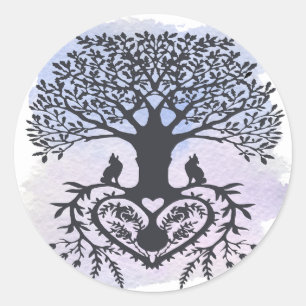 Folk Art Tree of Life Classic Round Sticker
