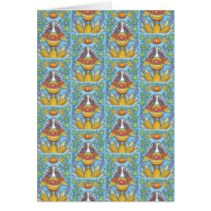 FOLK ART TURKEY THANKSGIVING GREETING CARD Blank