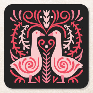 Folk Art V.01 Square Paper Coaster