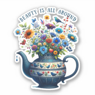 Folk Art Vase Flowers Beauty All Around