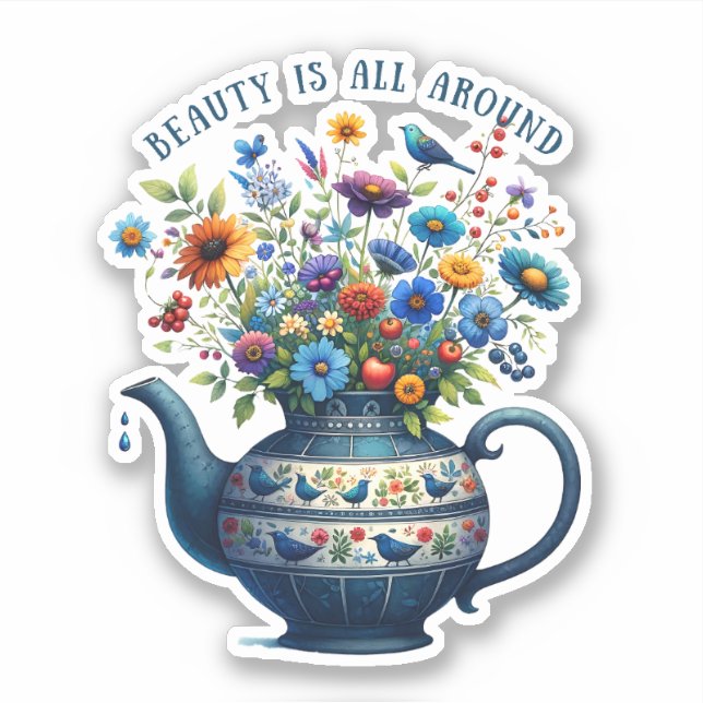 Folk Art Vase Flowers Beauty All Around (Front)