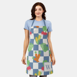 Folk Art Vegetable Check  Apron