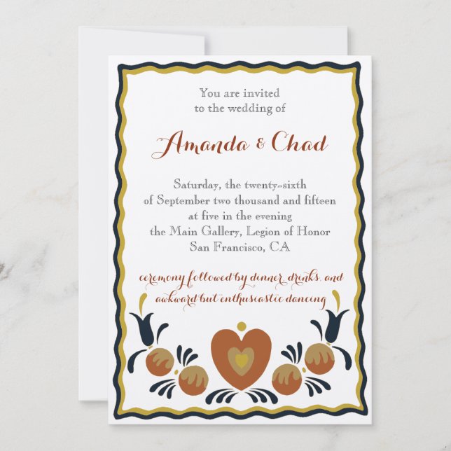 Folk Art Wedding Invitation (Front)