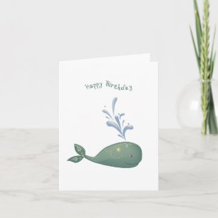 Folk Art Whale Birthday Card