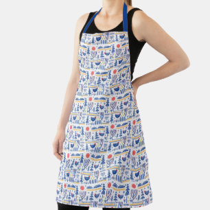 Folk Art Winter Bird Pattern Apron