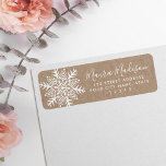 Folk art winter snowflake Christmas return address<br><div class="desc">Return address labels featuring a white snowflake in a whimsical,  folk art style on a printed Kraft paper look background. Customisable name and address.</div>