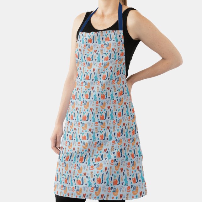 Folk Art Woodland Animal Pattern Apron (Insitu)