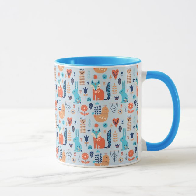 Folk Art Woodland Animal Pattern Mug (Right)