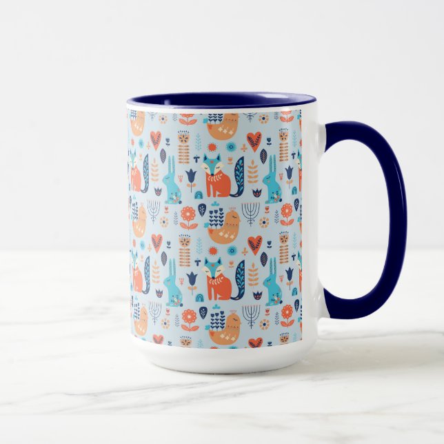 Folk Art Woodland Animal Pattern Mug (Right)