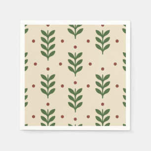 Folk Botanical Leaves Seamless Pattern Napkin