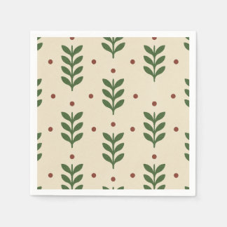 Folk Botanical Leaves Seamless Pattern Napkin