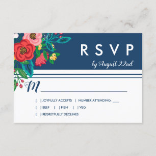Folk Bouquet - Blue Boho RSVP