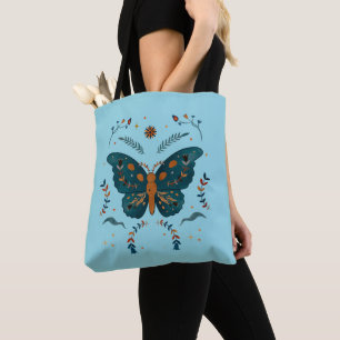 Folk Butterfly Custom Tote Bag