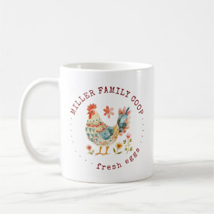 Folk Chicken Family Farm Monogram Coffee Mug
