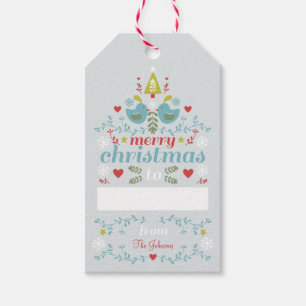 Folk Christmas Cheer Gift Tags
