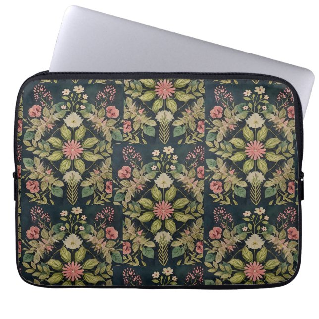 folk country damask laptop sleeve (Front)
