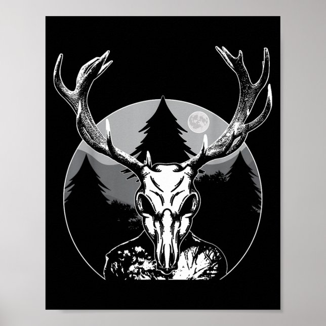 Folk Creature Moon Wendigo Forest Halloween Poster (Front)