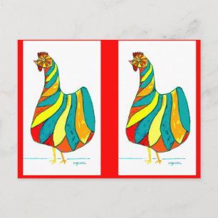 Folk Dancer Hen x2 Postcard