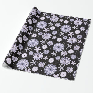 Folk dark mandala flowers seamless pattern wrapping paper