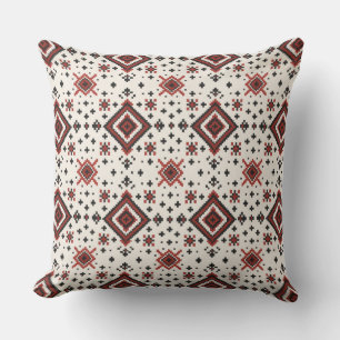 Folk Diamond Cross Stitch Seamless Pattern Cushion