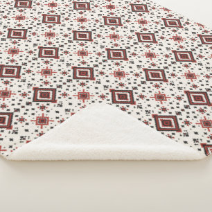 Folk Diamond Cross Stitch Seamless Pattern Sherpa Blanket