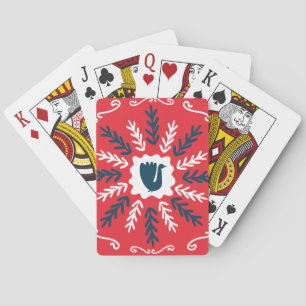 Folk Doodle Art Christmas Tile Playing Cards