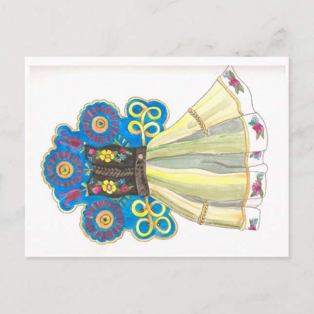 Folk Dress Traditional Polish Costume Watercolor Postcard (Front)