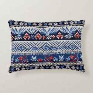 Folk Embroidery Stripe Pattern Decorative Cushion