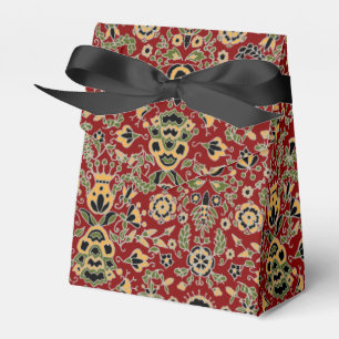 Folk Embroidery Yellow, Green, Black on Deep Red Favour Box