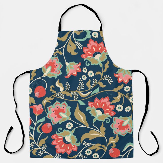 Folk Floral Colourful: Hand Drawn Seamless Apron (Front)