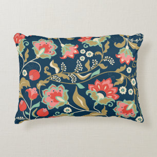Folk Floral Colourful: Hand Drawn Seamless Decorative Cushion