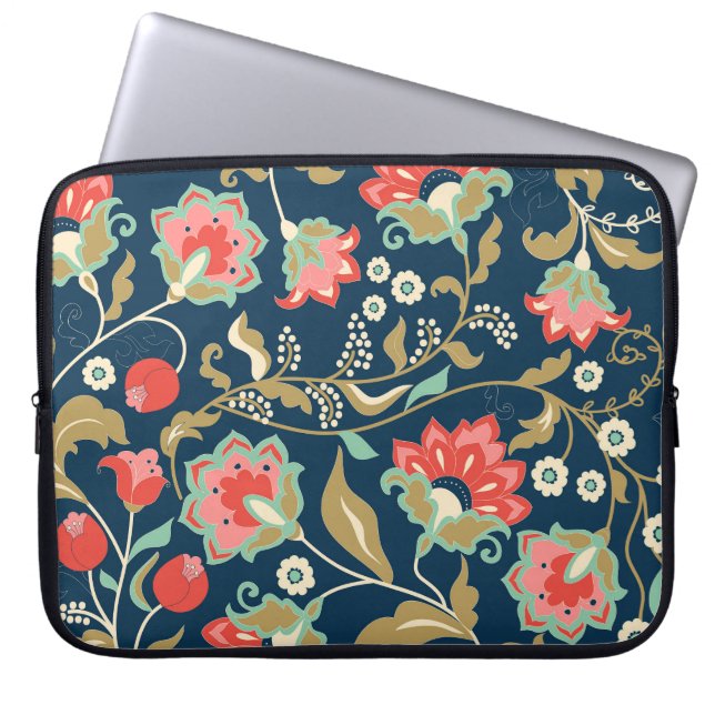 Folk Floral Colourful: Hand Drawn Seamless Laptop Sleeve (Front)