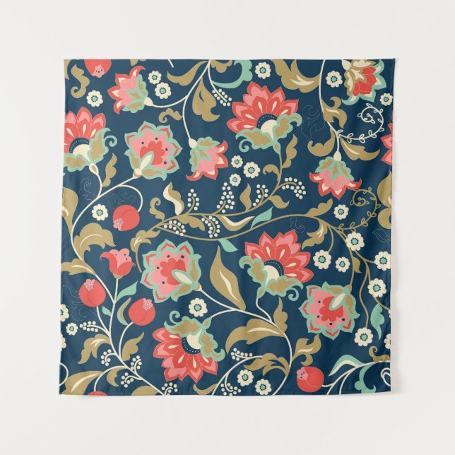 Folk Floral Colourful: Hand Drawn Seamless Tapestry (Front)