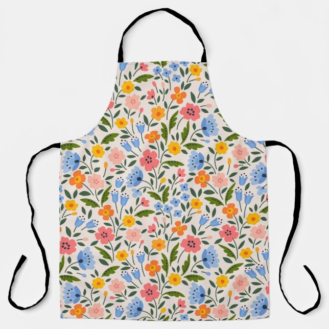 Folk Floral: Colourful Small Patterns Apron (Front)