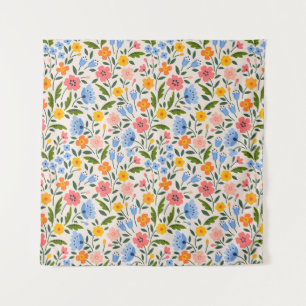 Folk Floral: Colourful Small Patterns Tapestry