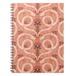 Folk Floral Snake: Symmetrical Vintage Notebook
