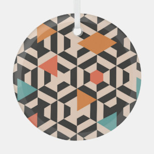 Folk Floral Symmetric Digital Gouache Glass Tree Decoration