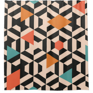 Folk Floral Symmetric Digital Gouache Shower Curtain