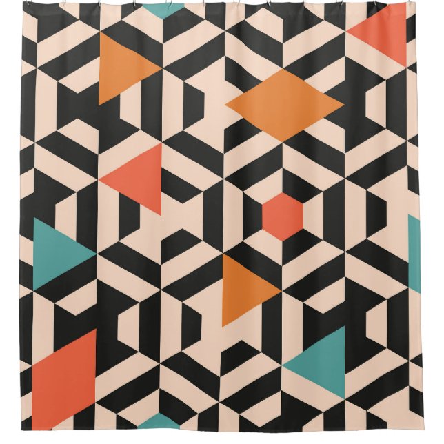 Folk Floral Symmetric Digital Gouache Shower Curtain (Front)