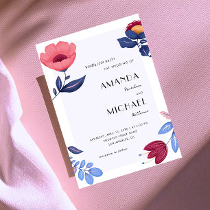 Folk Floral Vintage Botanical Colourful Wedding Invitation